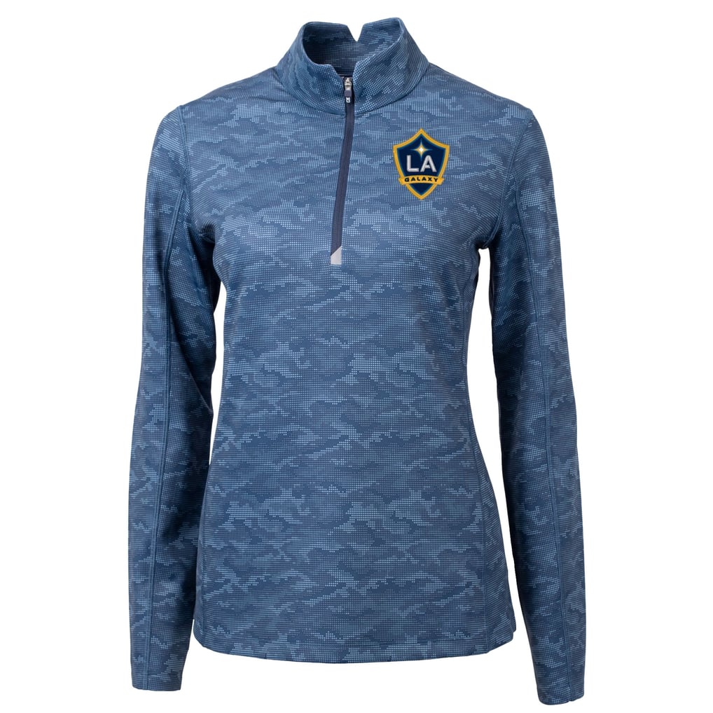  LA Galaxy Cutter & Buck Women's Traverse Stretch Eco Camo Print Quarter-Zip Pullover Top - Navy